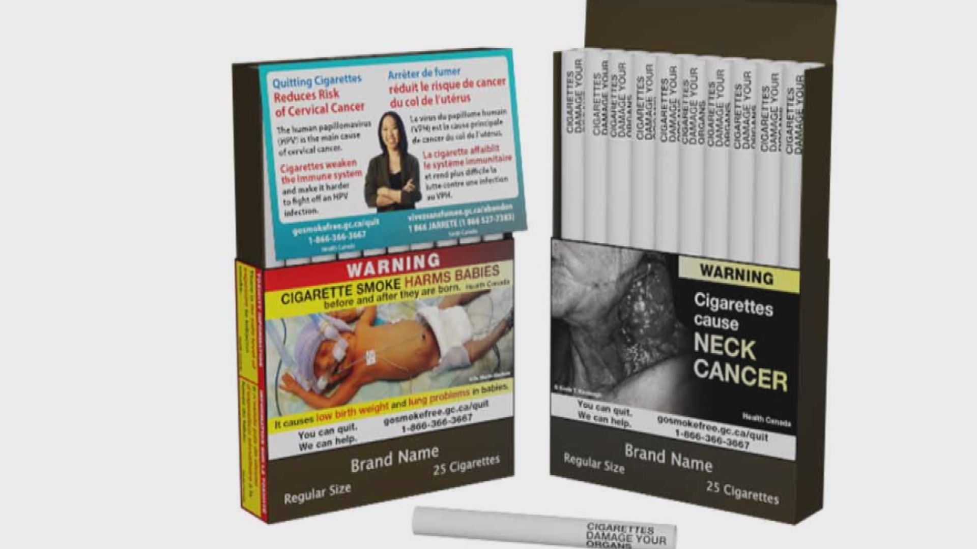 加拿大要求每支香煙印上健康警告的措施開始實施