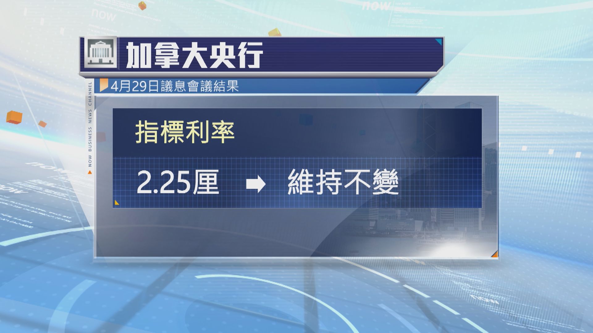 加拿大央行維持利率不變
