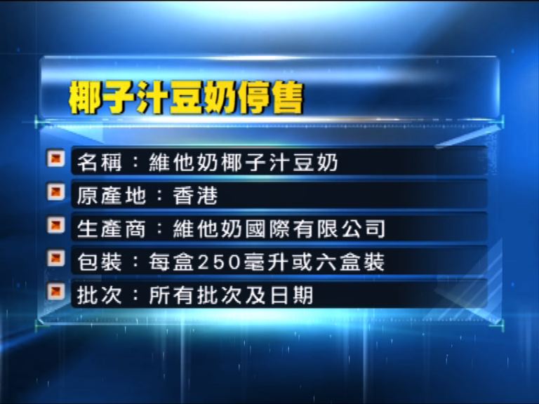 食安中心要求停售維他奶椰子汁豆奶