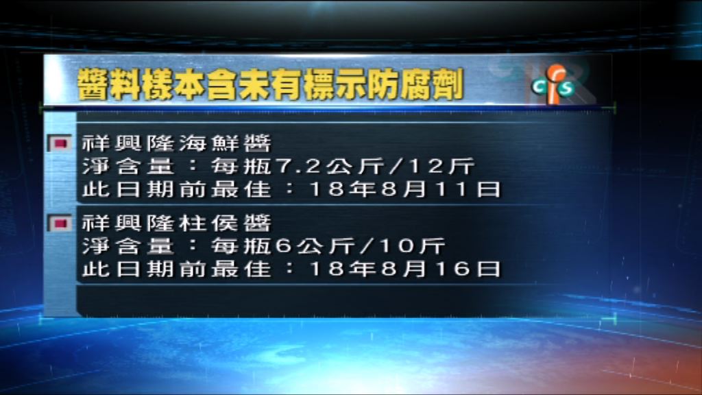 食安中心籲停售兩款樽裝醬料