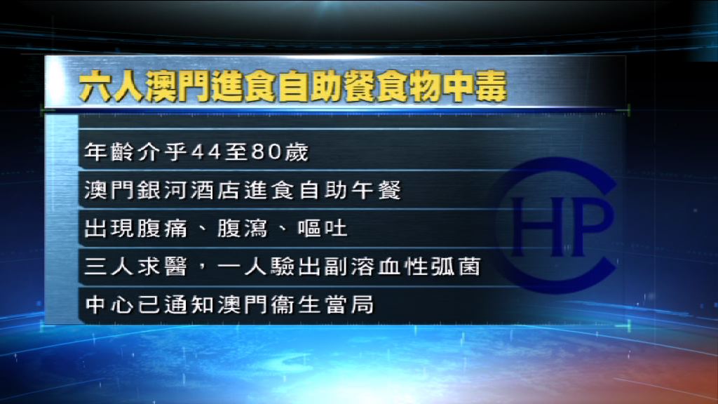 六人進食澳門酒店自助餐後食物中毒