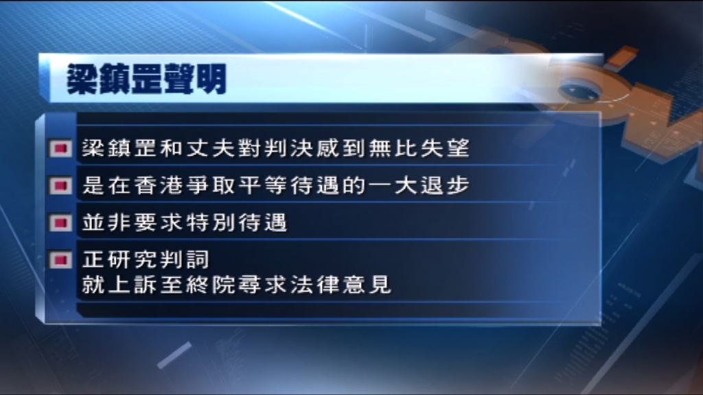 同性伴侶福利案　梁鎮罡：正就上訴至終院尋求法律意見