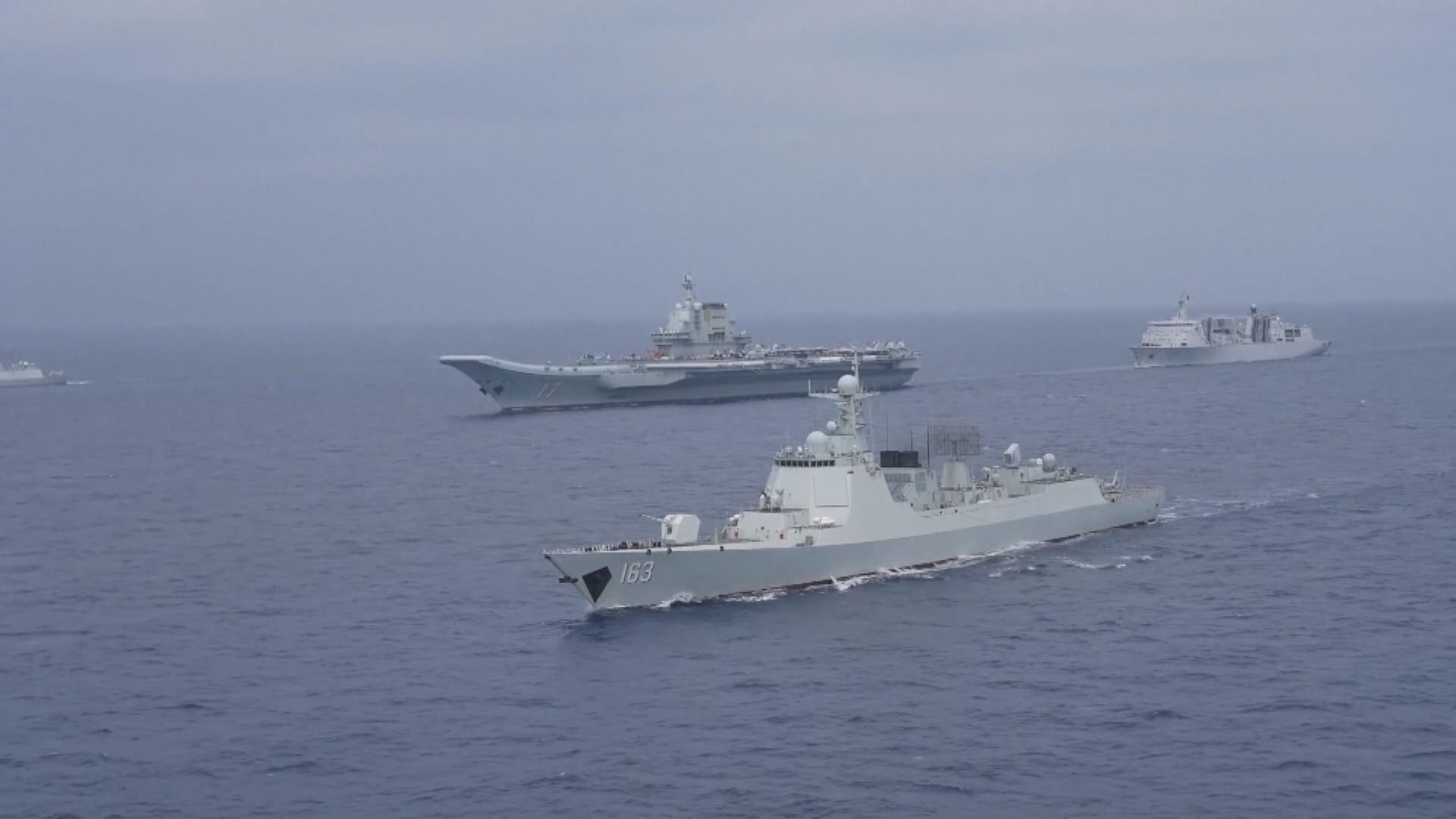 台軍方稱解放軍山東艦航母編隊沿台海中線航行