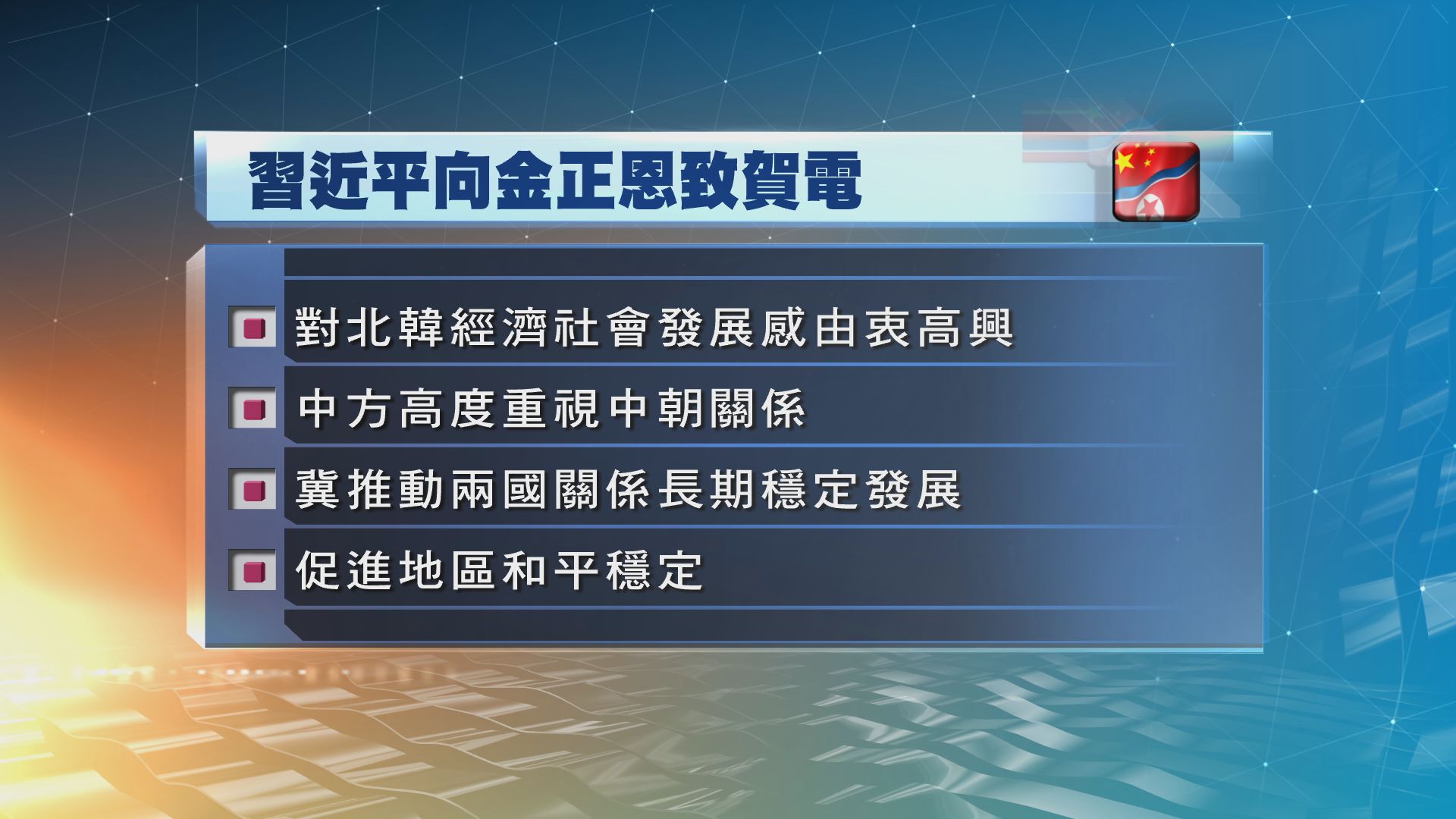 國家主席習近平致賀電祝賀北韓建國70周年
