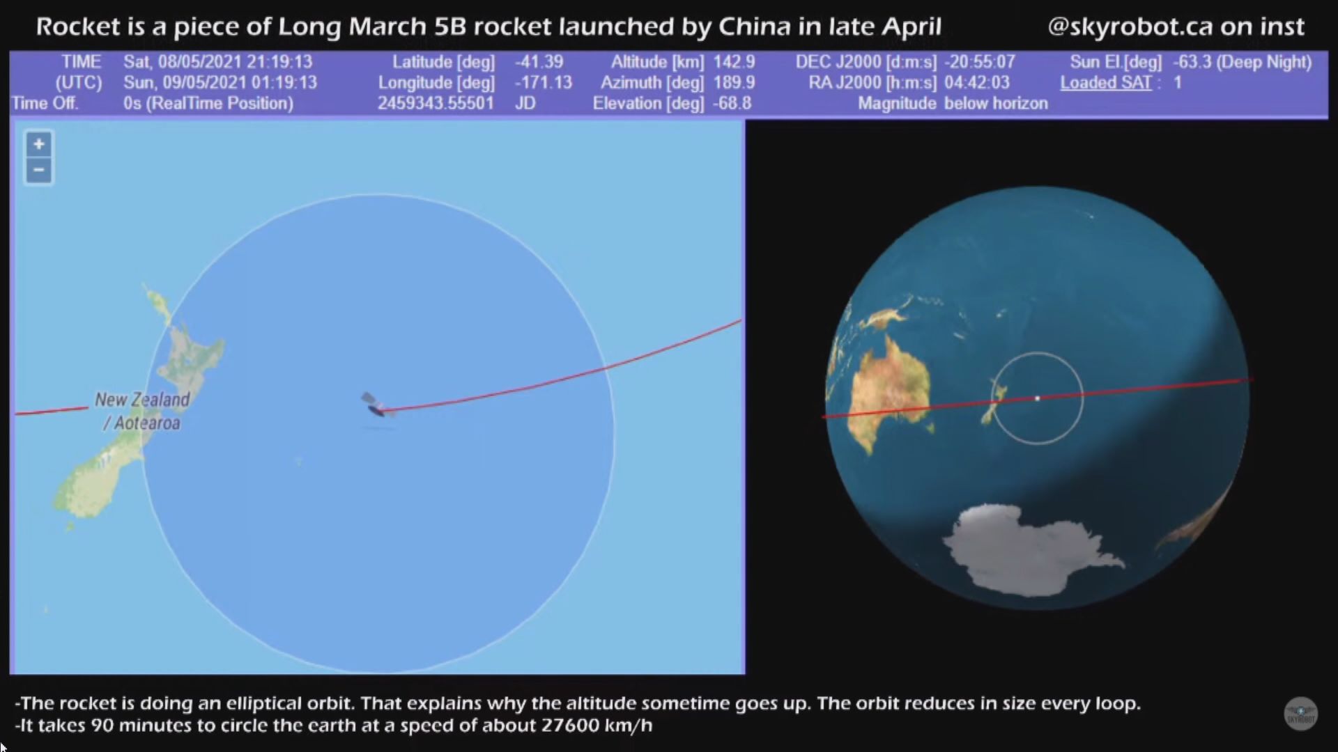 長征五號火箭殘骸預計今早至中午墜落地球