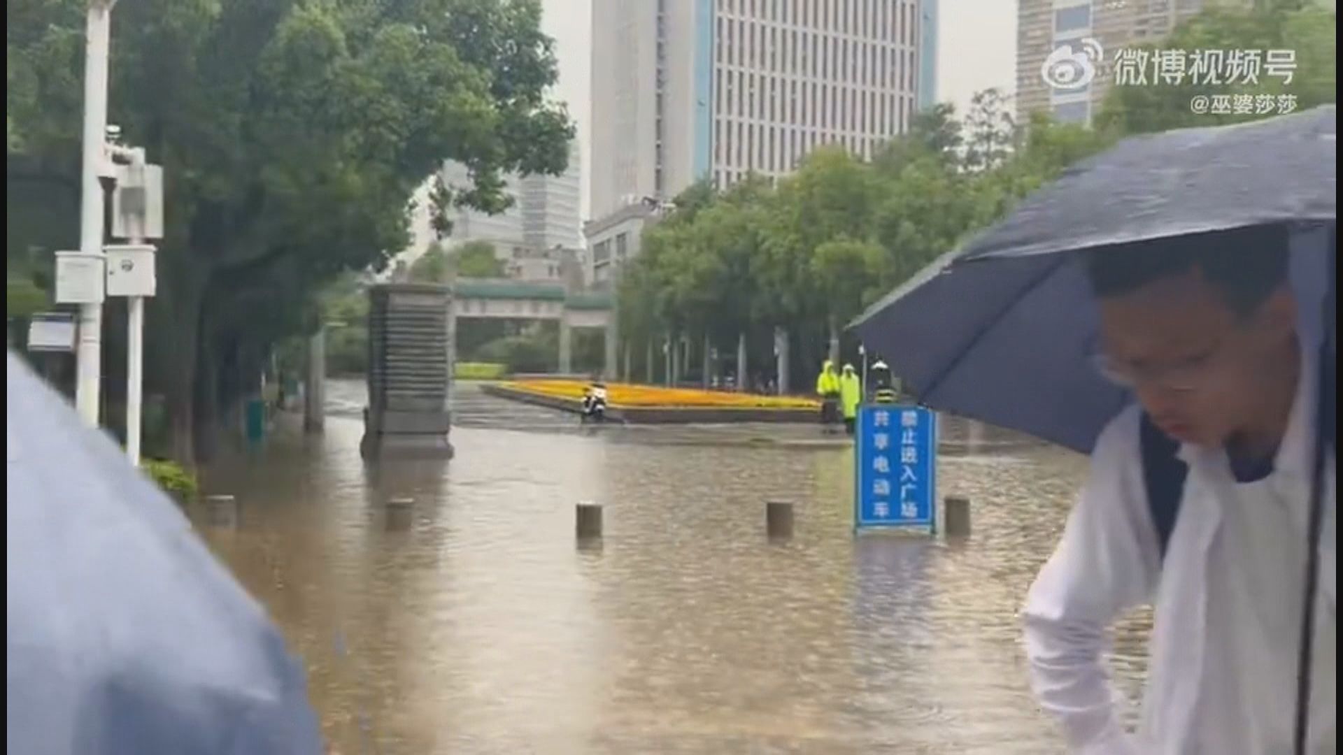 內地南方多地暴雨成災　武漢大學校門水位及肩