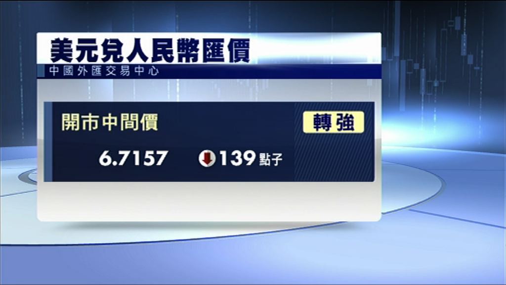 【止七連跌】人行上調人幣中間價
