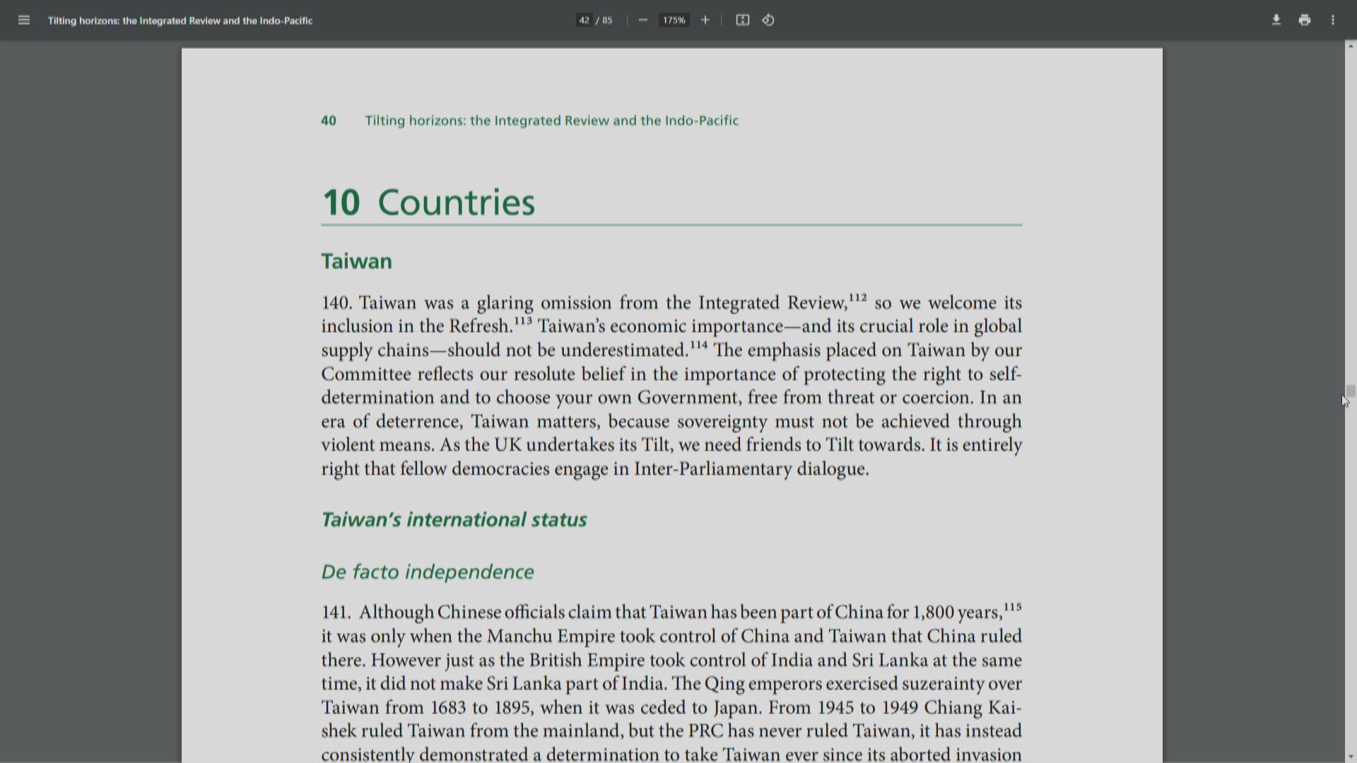 外交部批評英下議院報告涉台內容顛倒是非 促恪守一個中國原則