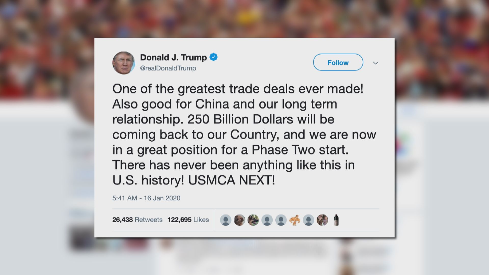 特朗普：美國現處於啟動次階段中美貿談有利位置