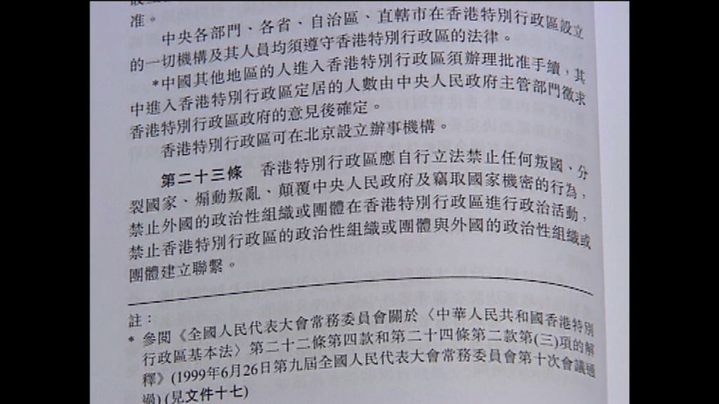 范徐麗泰：特首參選人要承諾就23條立法