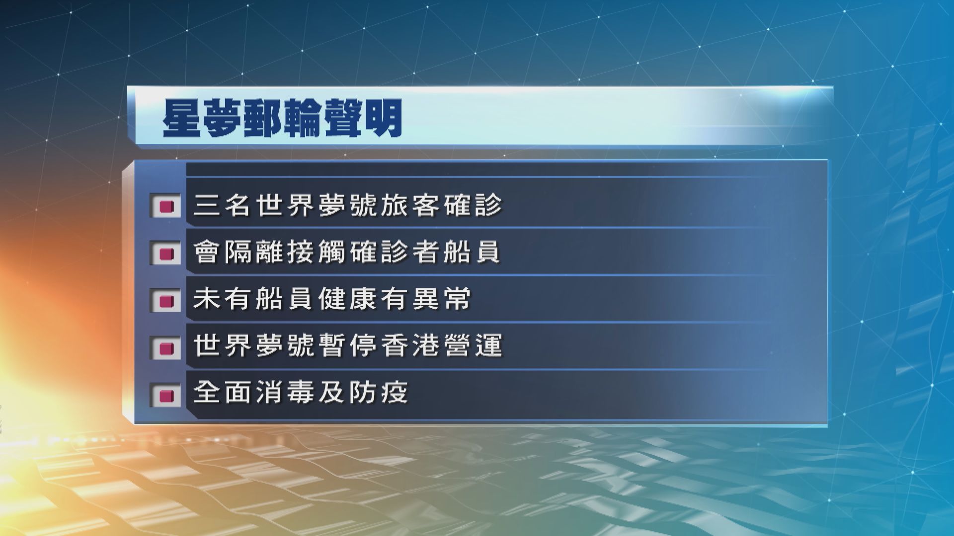 星夢郵輪：世界夢號船員至今未有健康異常