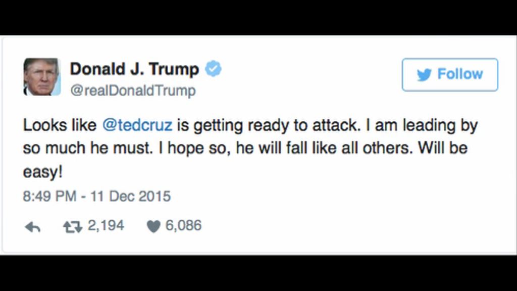 特朗普與克魯茲網上「開火」