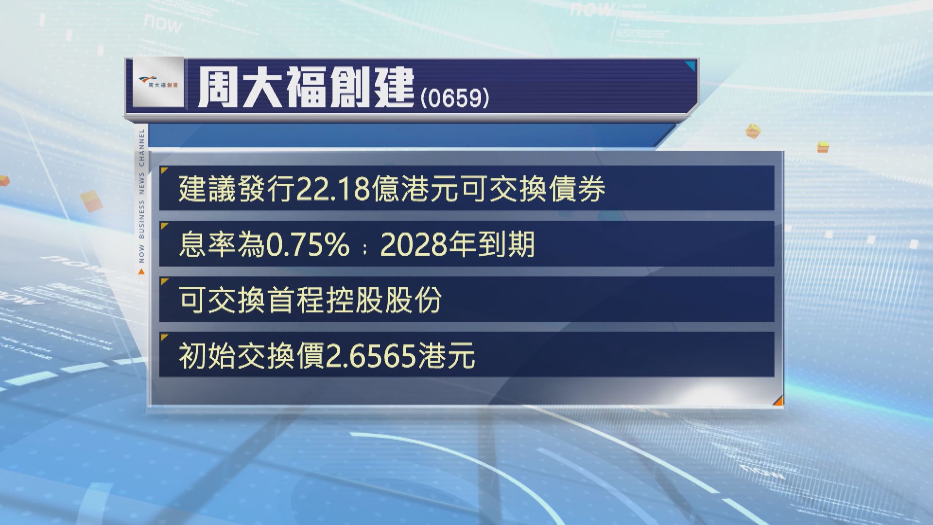 周大福創建建議發行22.18億港元可交換債券