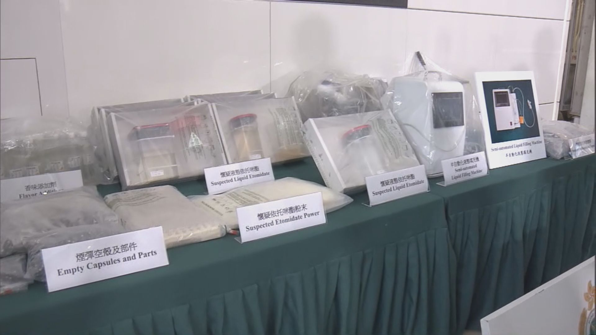 海關錦田檢值4200萬元依托咪酯　首次發現半自動化生產線
