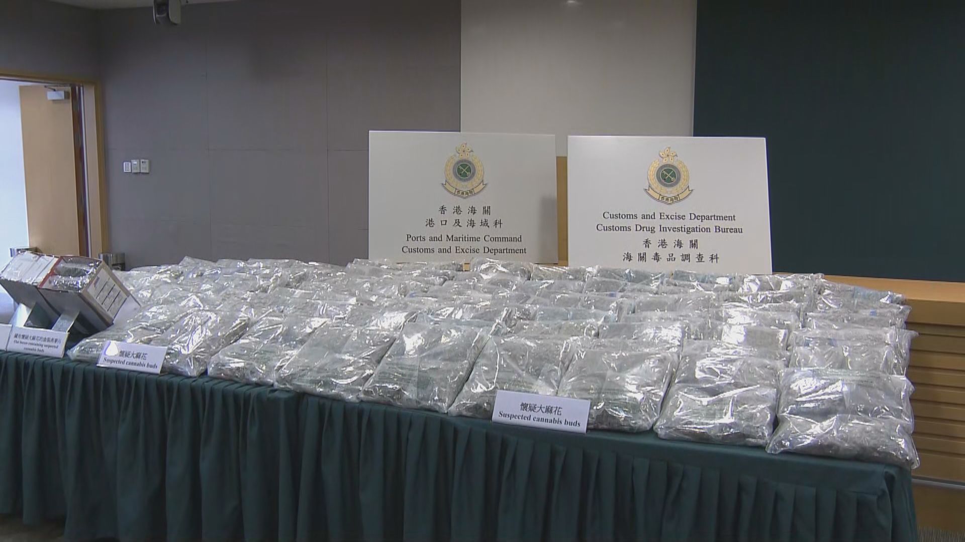 海關破兩宗毒品案拘捕3人　檢獲7千萬元大麻及冰毒