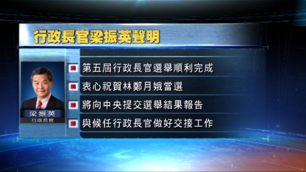 梁振英祝賀林鄭月娥當選