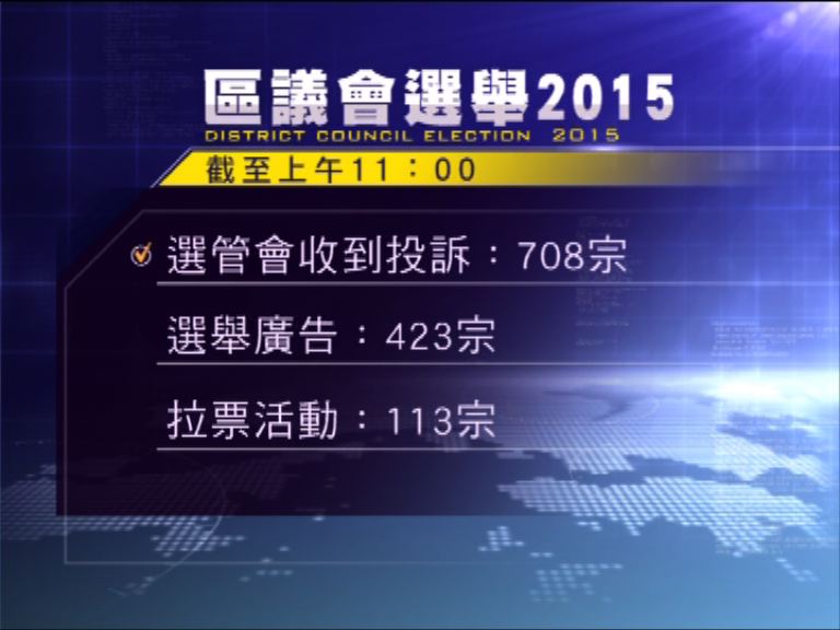 選管會暫接獲七百多宗投訴