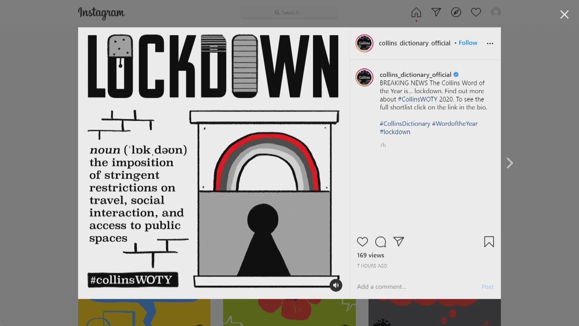 《柯林斯字典》年度詞彙lockdown