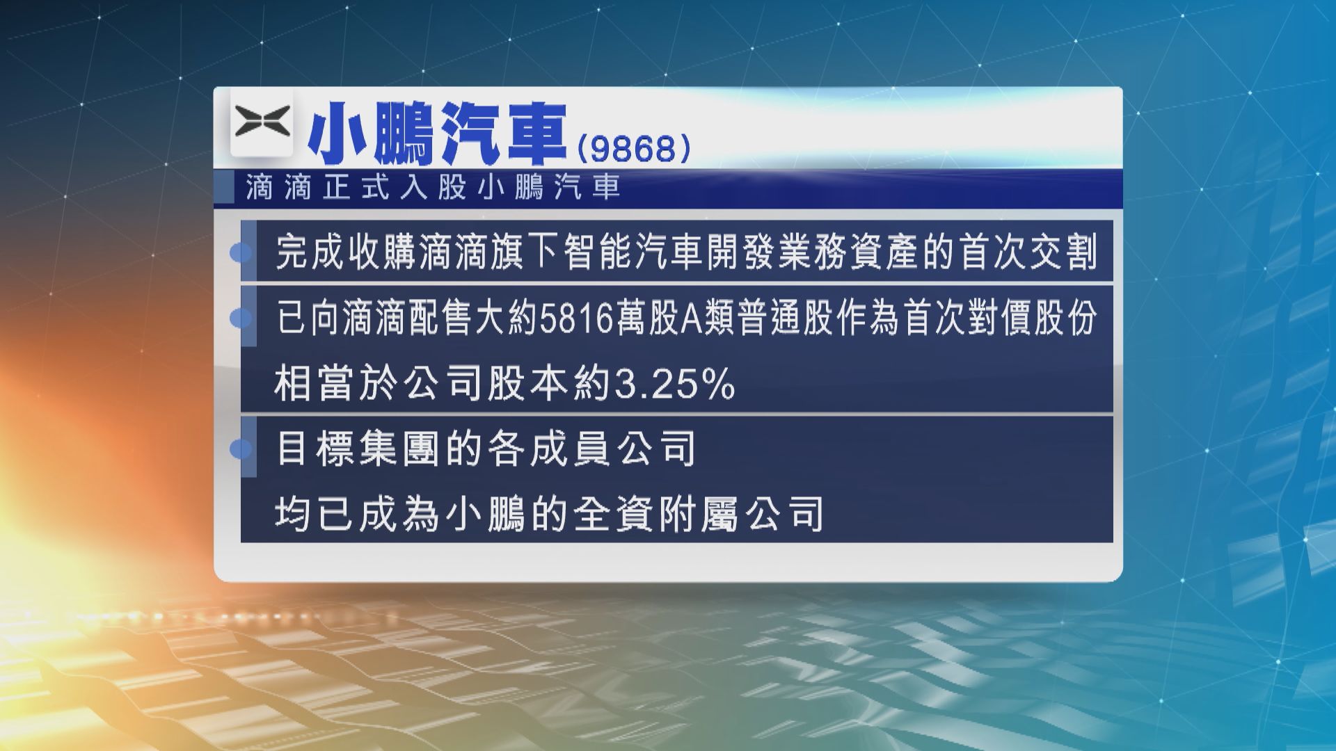 滴滴正式入股小鵬汽車