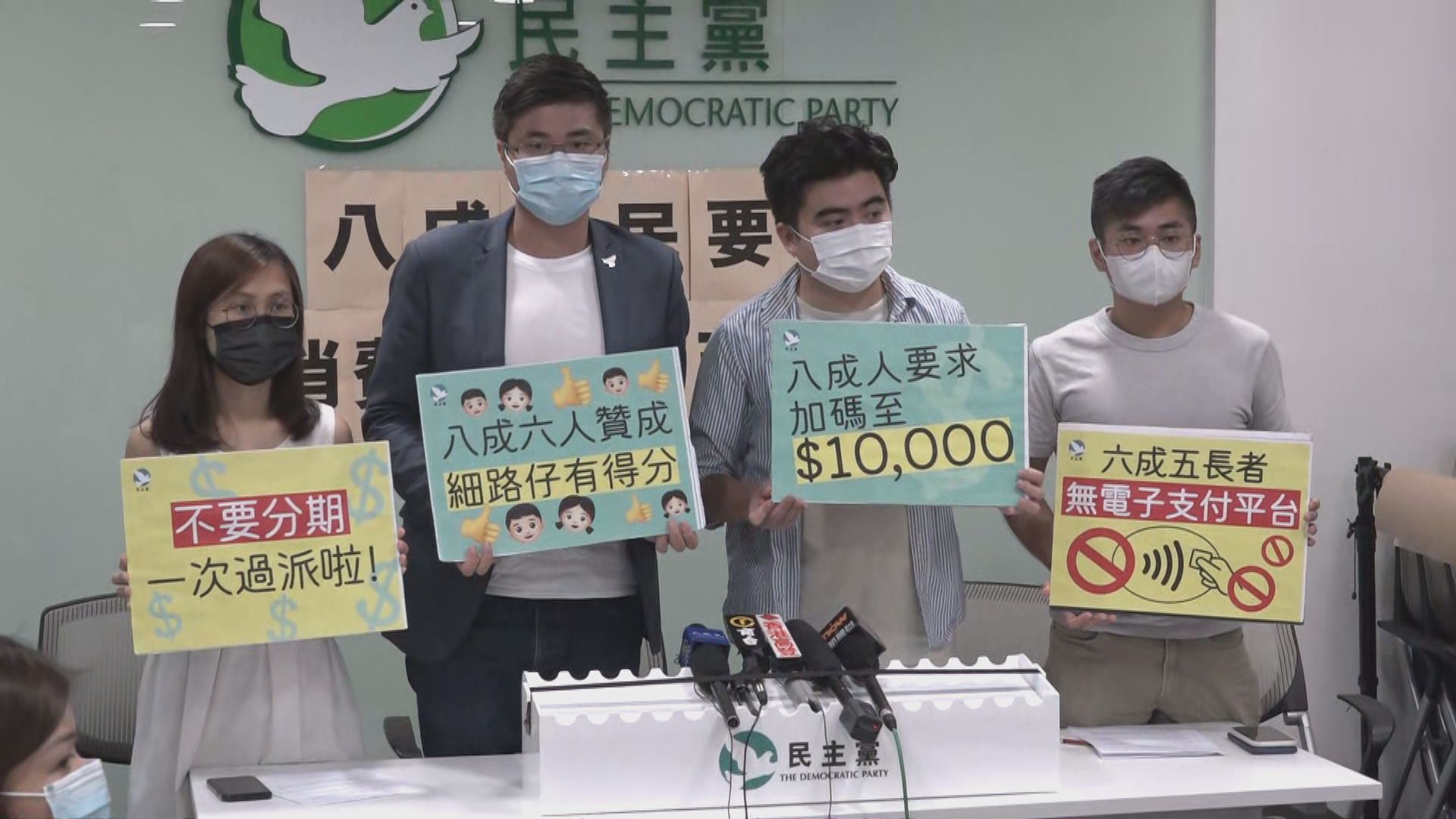 民主黨調查　八成人認為應將消費券增至一萬元