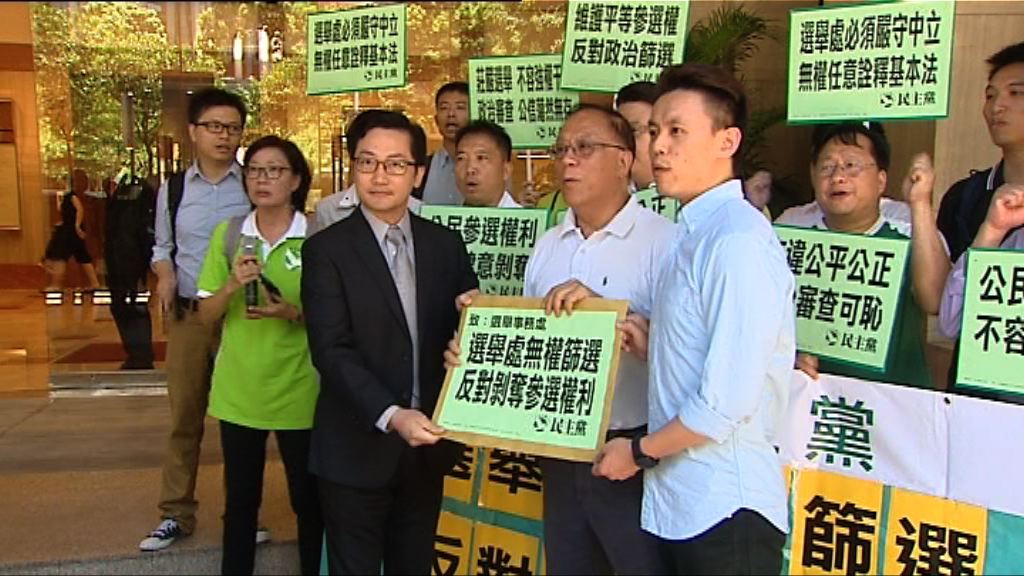 民主黨抗議設確認書審查政見