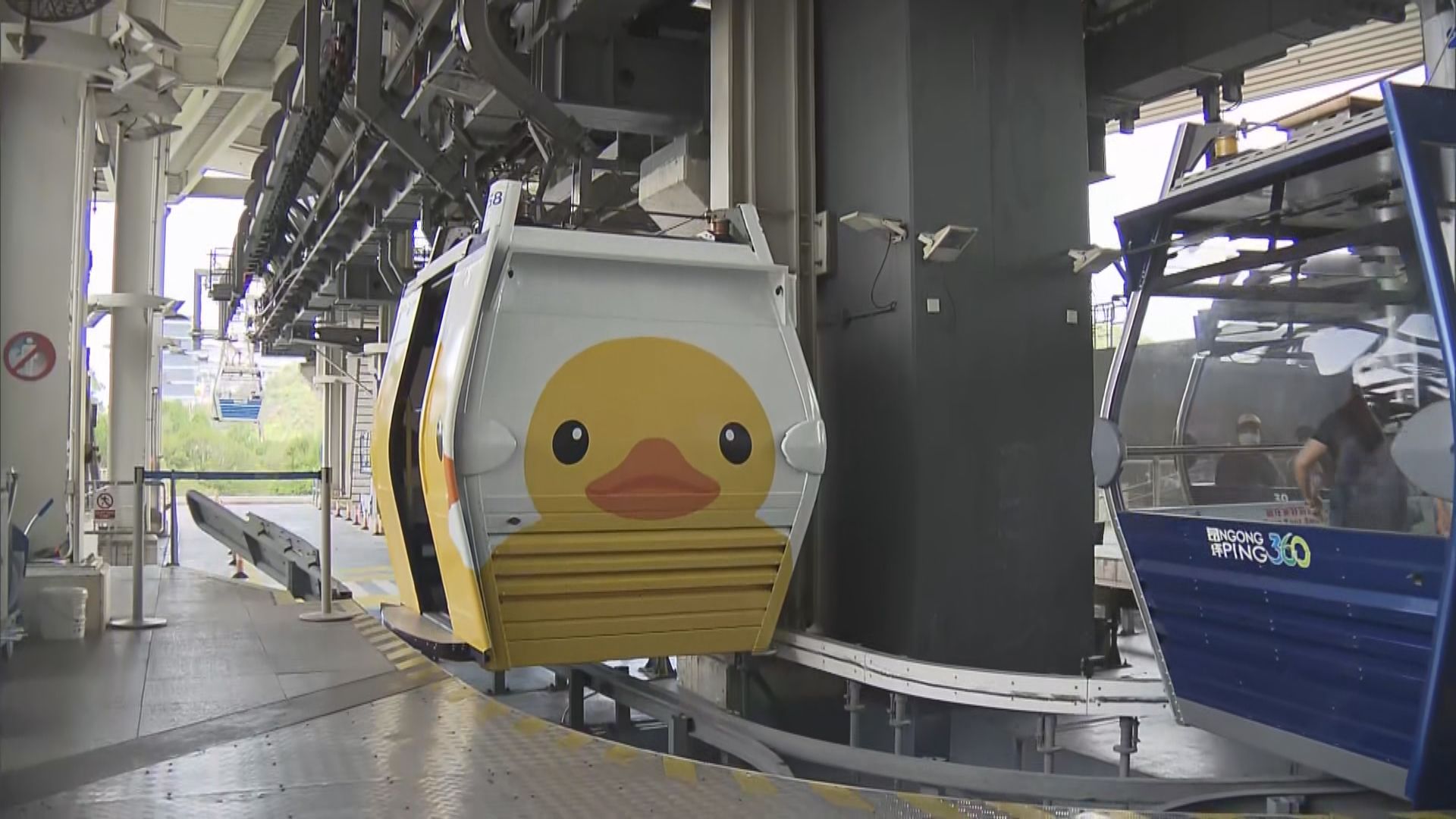 黃鴨一飛冲天登昂坪360車廂 數千鴨仔大浴缸暢泳