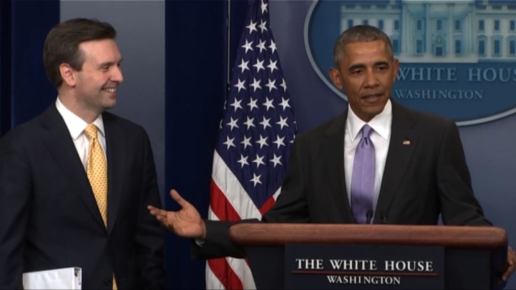 奧巴馬突現身白宮發言人記者會