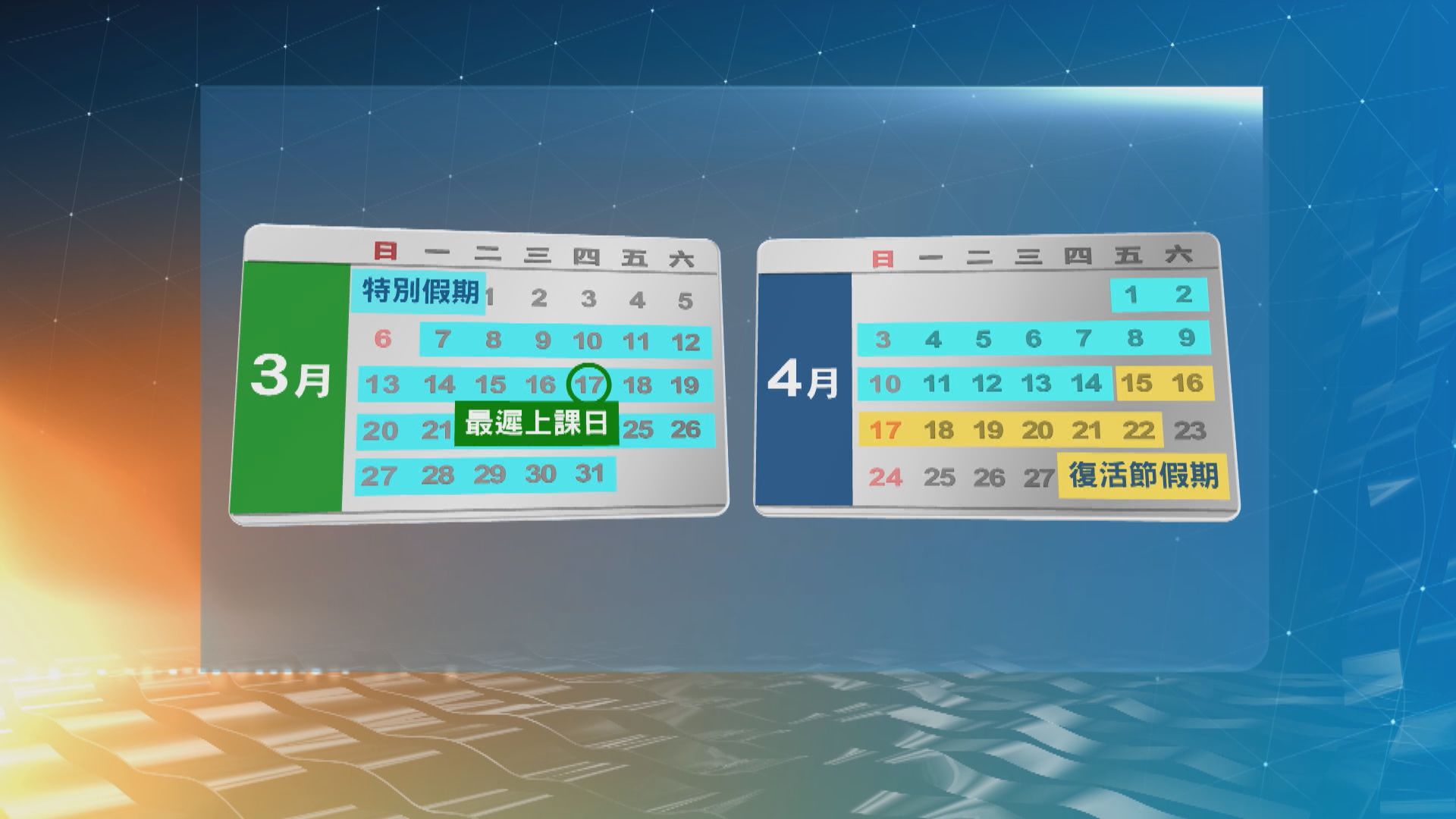 學校不遲於3月17日放假直至復活節假期後