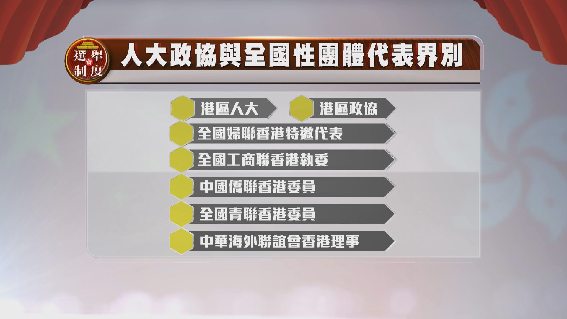 功能組別只有9個個人票界別　包括新增的人大政協與全國性團體