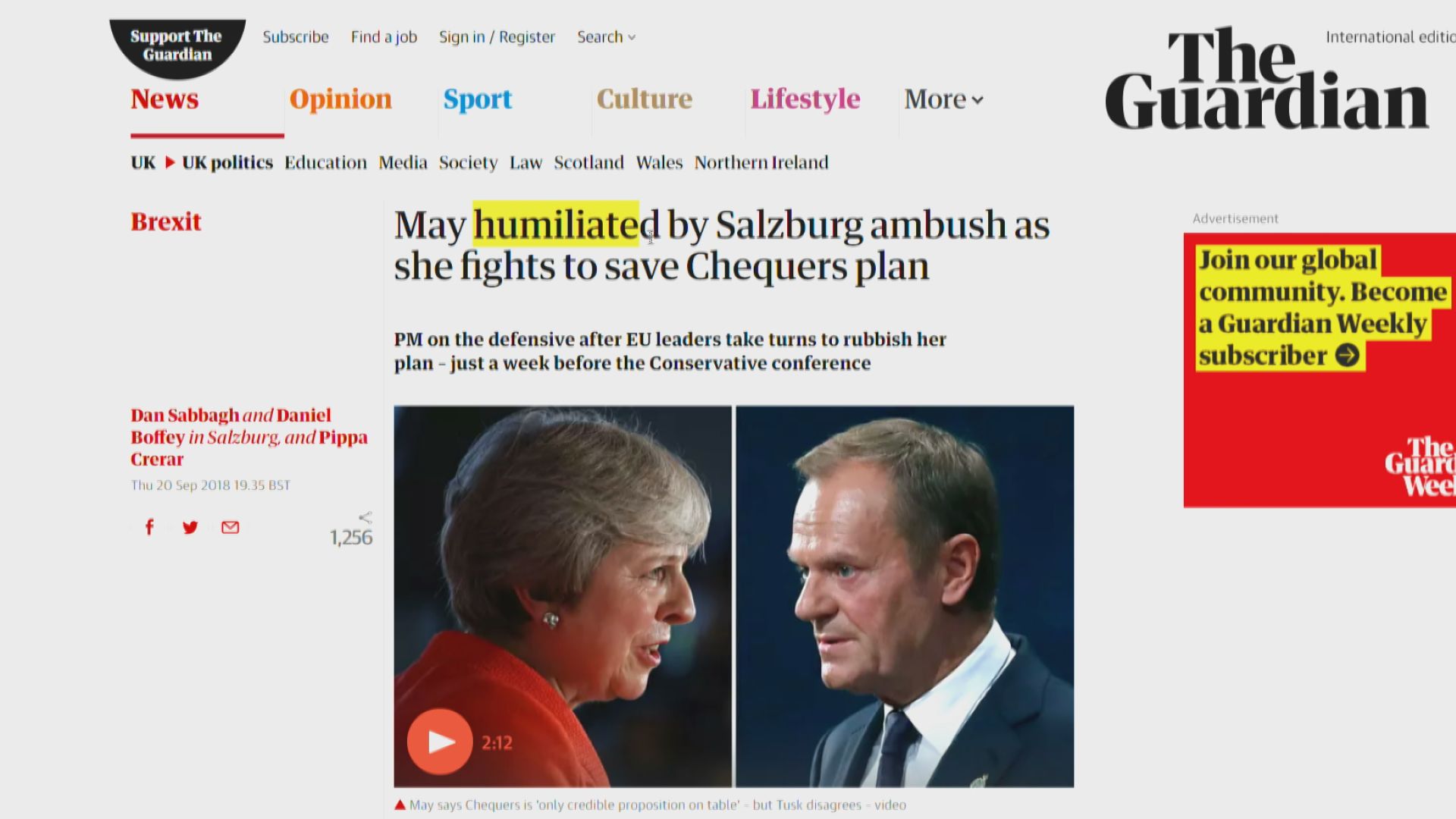 英媒形容文翠珊在峰會被羞辱