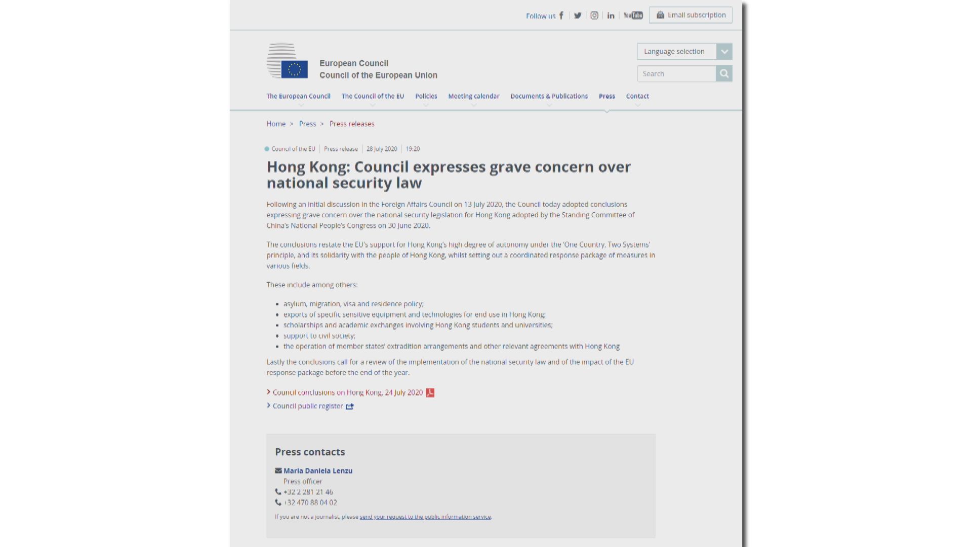 歐盟決定限制對港出口敏感技術