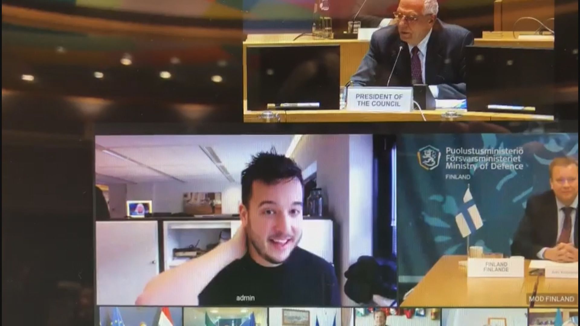 歐盟防長視像會議遭記者突然闖入