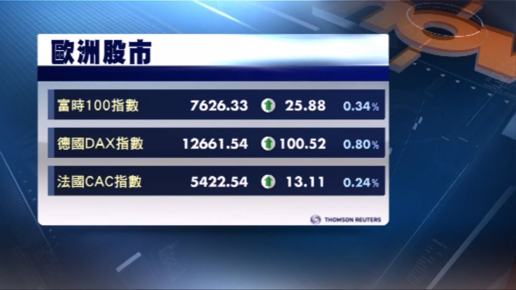 歐洲三大股市高收