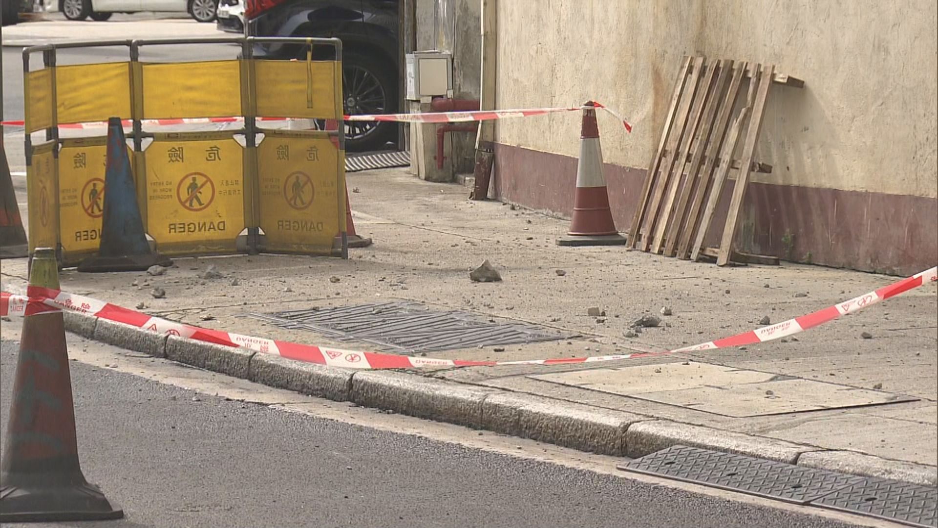 柴灣安業街工廈石屎剝落無人傷