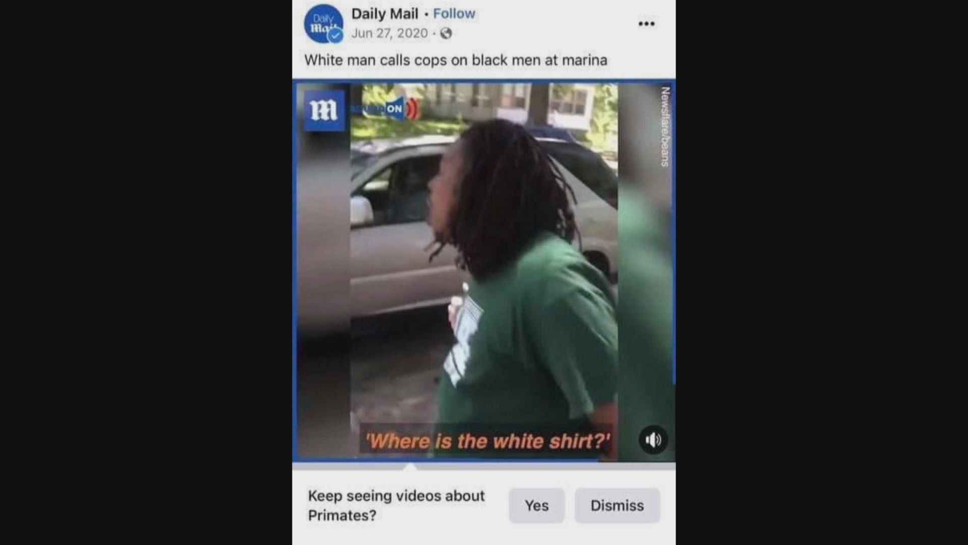 FB就誤將黑人標示為靈長類動物致歉