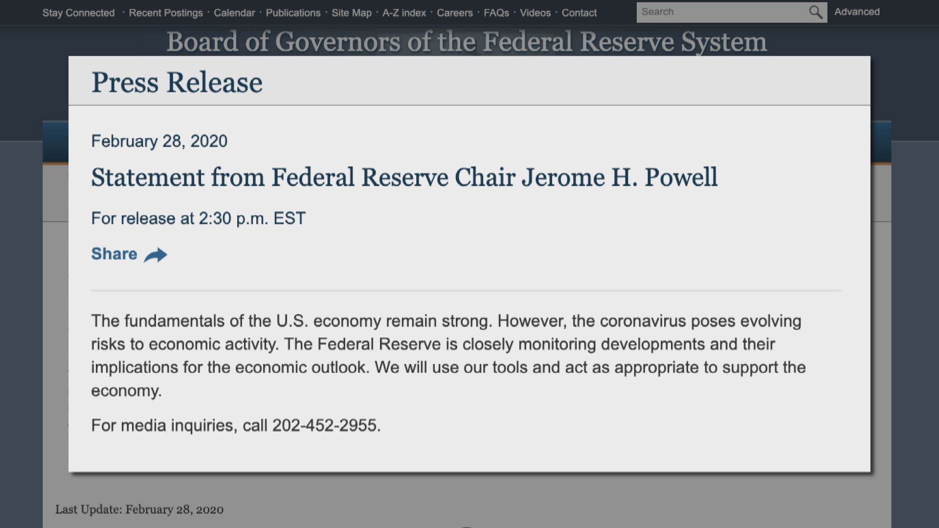 鮑威爾：正密切監察疫情　將適當採取行動支持經濟