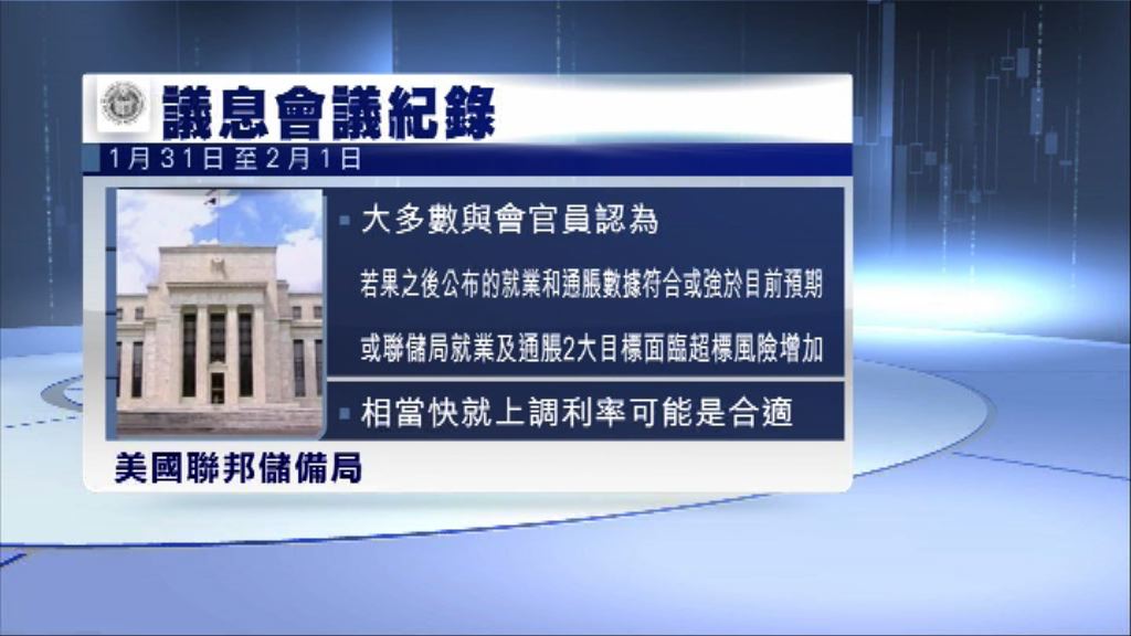 議息紀錄：多名官員認為可能短期內加息