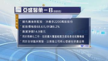 【抽水潮】亞盛醫藥擬先舊後新配股 淨籌近15億