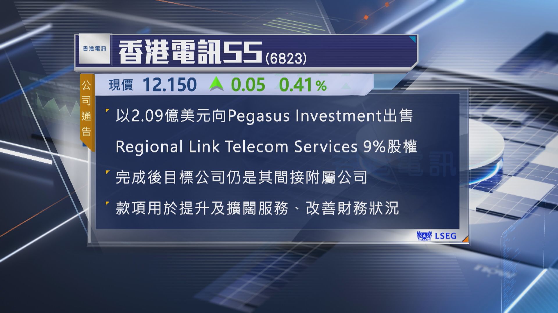 香港電訊以逾16億再出售無源網絡業務公司股權