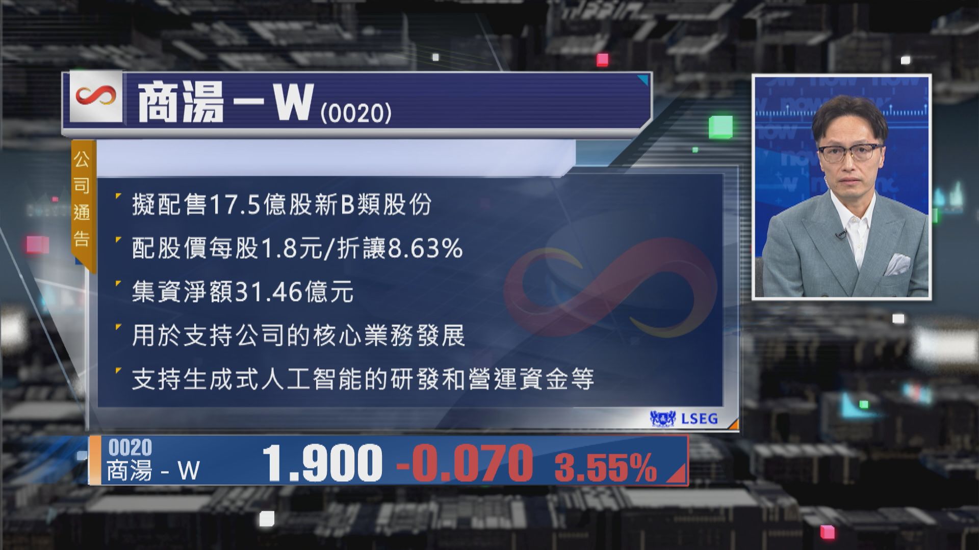 【財經TOP SEARCH】商湯配股價危危乎