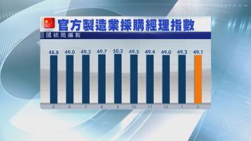 【假期因素影響】內地2月製造業PMI跌至49.1 連續5個月收縮