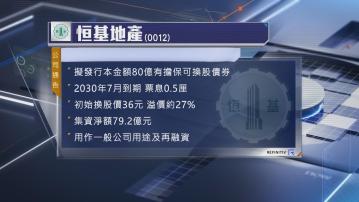 【股價受壓】恒地擬發總值80億元的可換股債券
