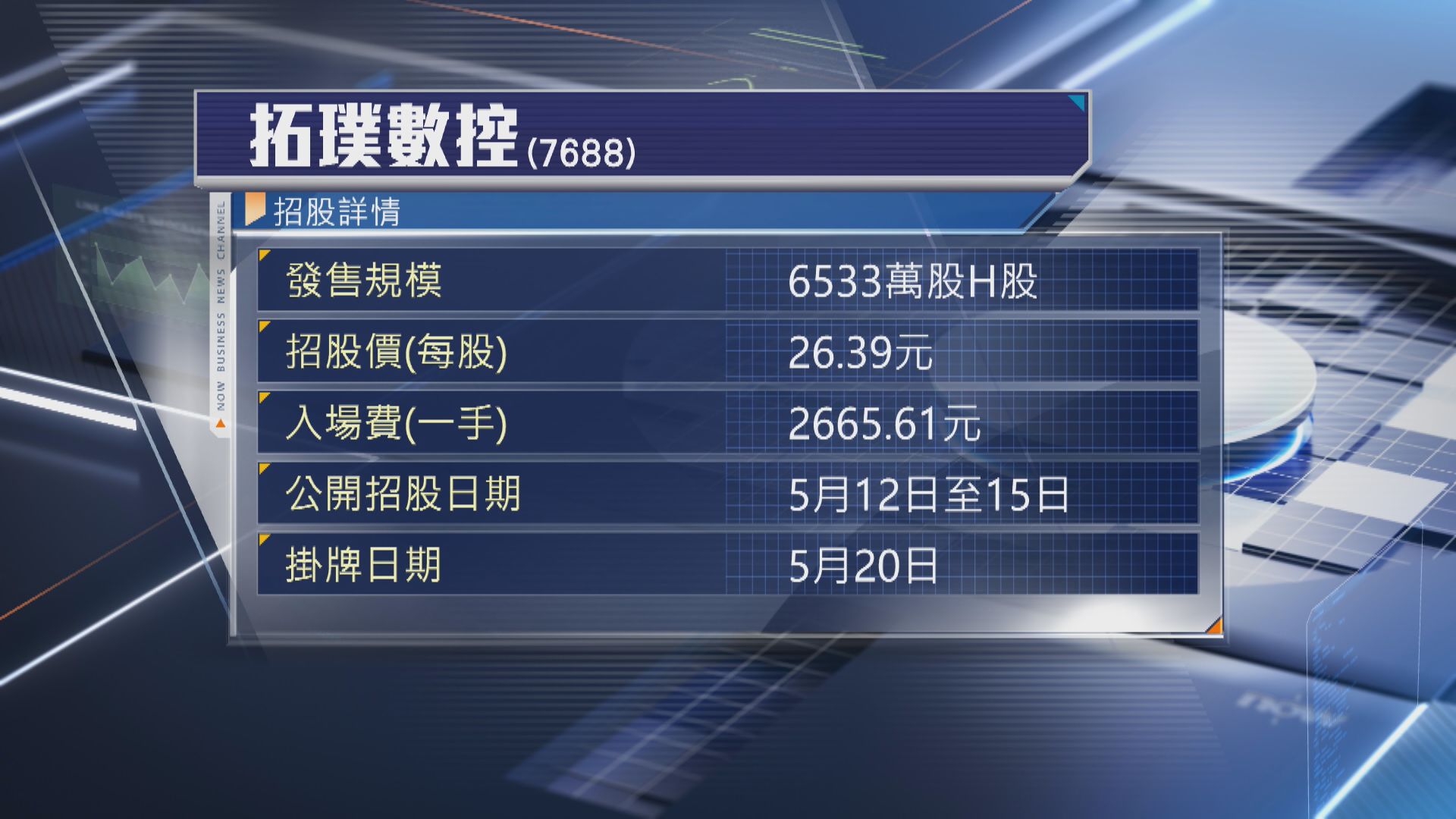 【新股IPO】「商業航天第一股」拓璞數控今起收飛 入場費$2666