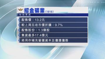 【趁高抽水】招金折讓配股 曾急瀉逾10%
