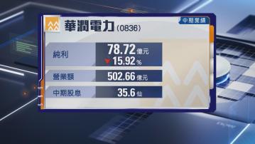 【藍籌業績】潤電中期少賺近16% 削派息21%