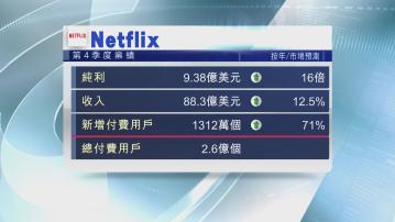 【盤後急升】Netflix上季新增用戶1312萬 創新高