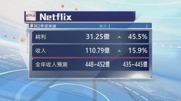 【超預期】Netflix次季多賺逾45% 上調全年收入預測