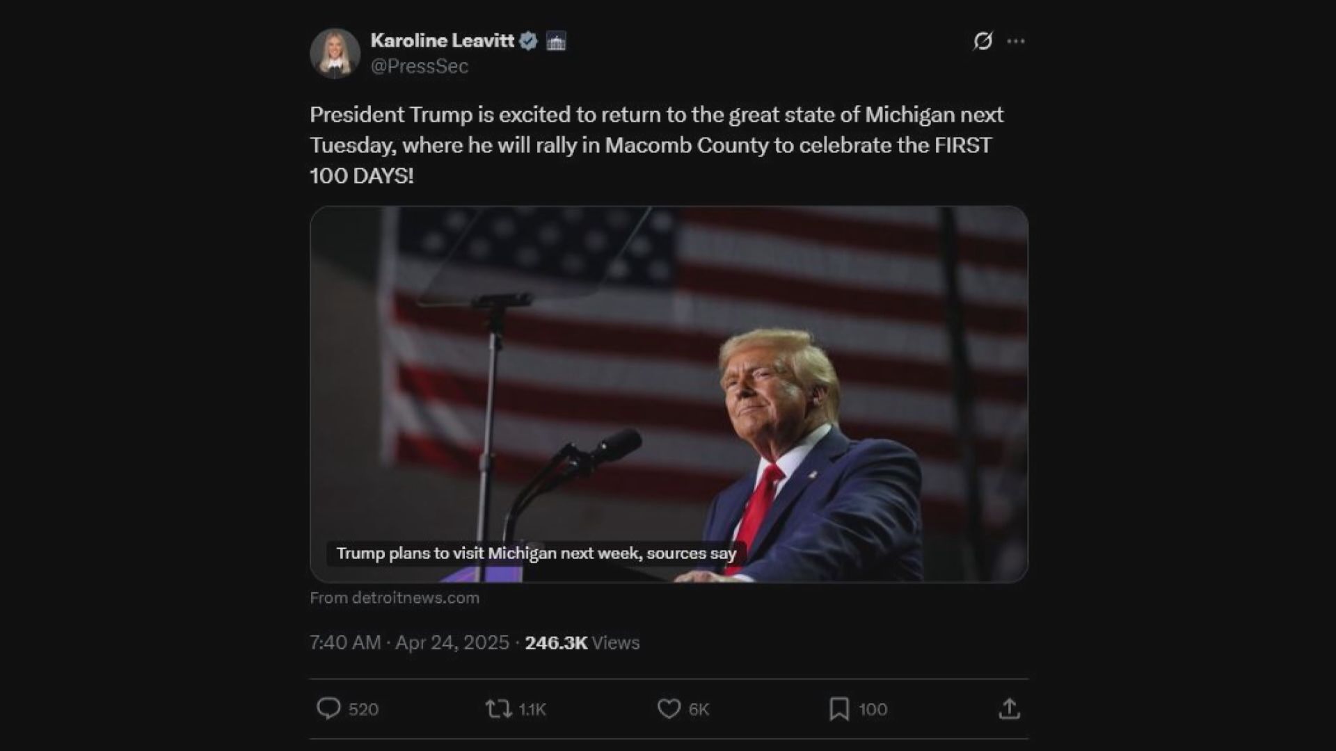 【民調指支持度低】特朗普擬「4‧29」搞上任100日慶祝集會 