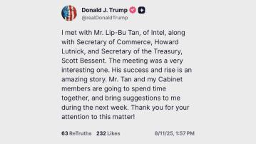 【轉軚派高帽】特朗普:跟Intel陳立武會面非常有意思