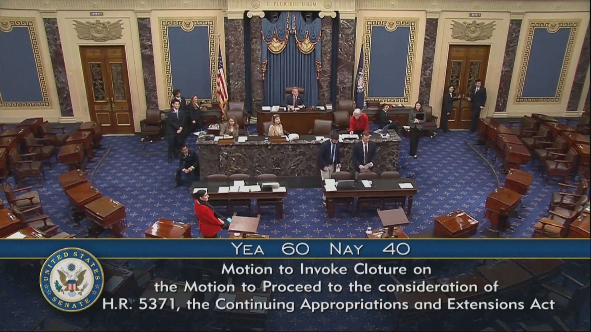 【停擺結束？】參議院通過政府臨時撥款法案程序性投票